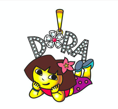 Dora the explorer diamond pendant
