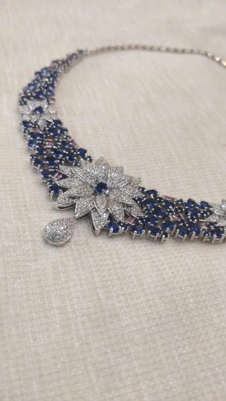 Blue diamond necklace