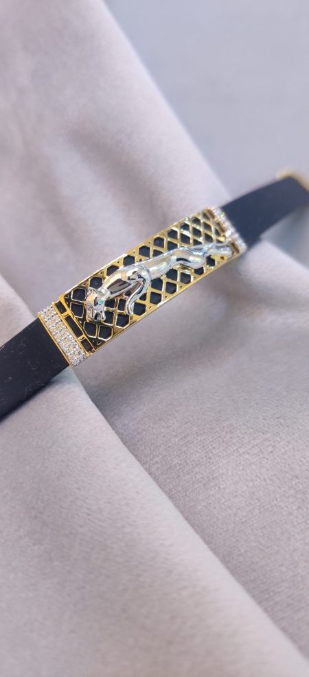 Leather diamond bracelet