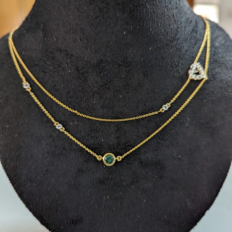 Emerald double necklace